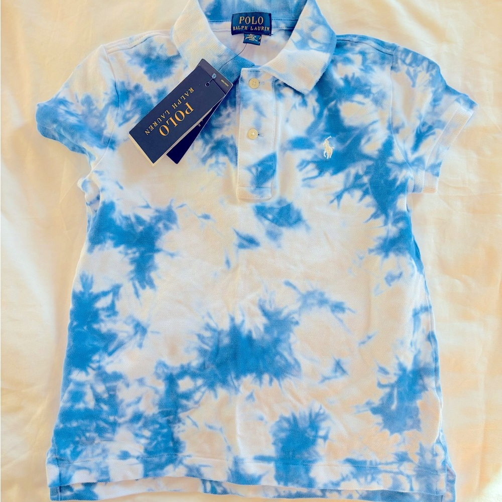 Little girls RL polo shirt collar with button up